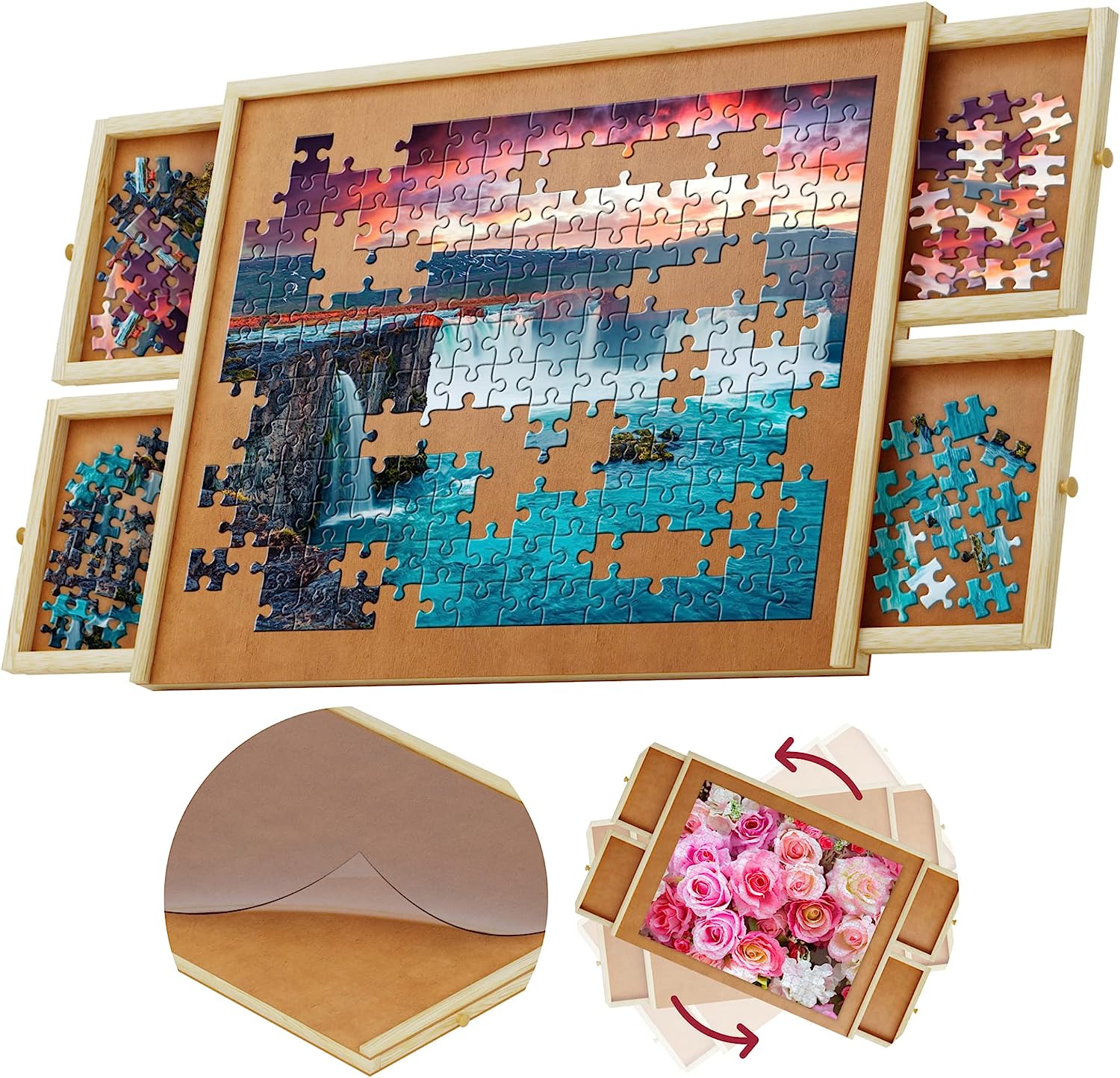 Bits and Pieces - 1000 Piece Puzzle Caddy-Porta-Puzzle Jigsaw Caddy - Puzzle Accessory Puzzle Table