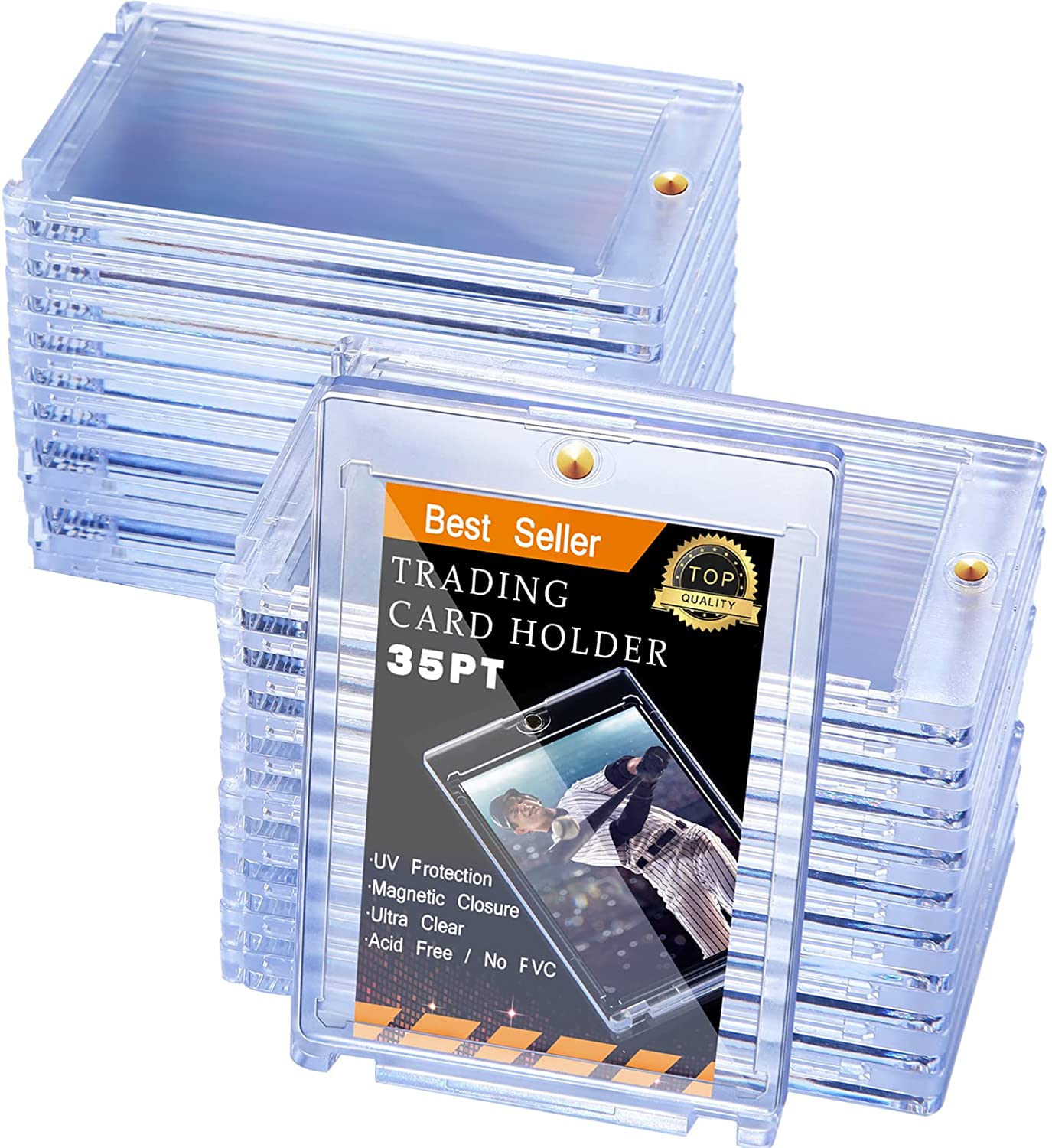 Trading Cards Protector Case Acrylic Clear Baseball Card Holders with Label  Position Hard Card Sleeves (24 Pieces) 