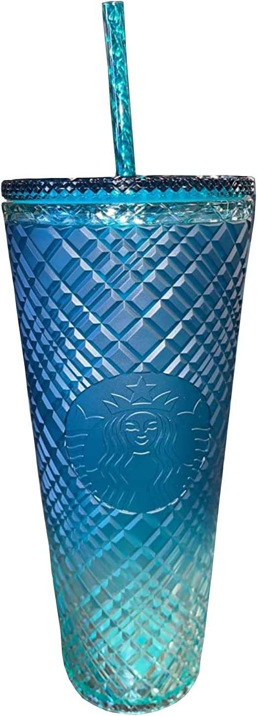 Starbucks Lemon 24oz Yellow Blue Studded Cup Tumbler Venti New for