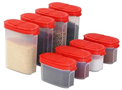 8 Pack Large Spice Jar, 32oz Seasoning Shaker, Plastic Spice Container  Bottle with Red Dual Shake Lid for Storing Herbs, Powders, General Use  Storage