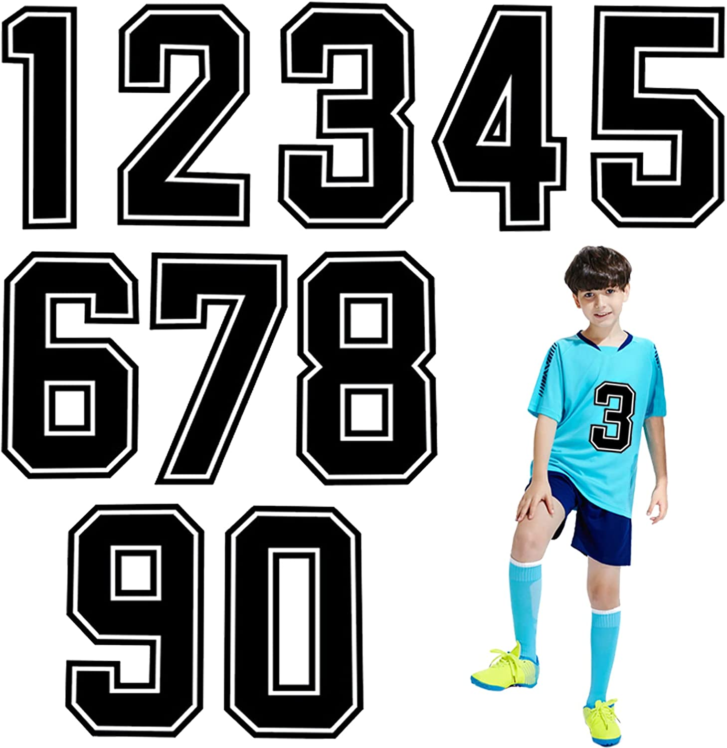 6PCS Kids Jersey Number Vinyl Heat Transfer Iron-On Sports Basketball T- Shirt