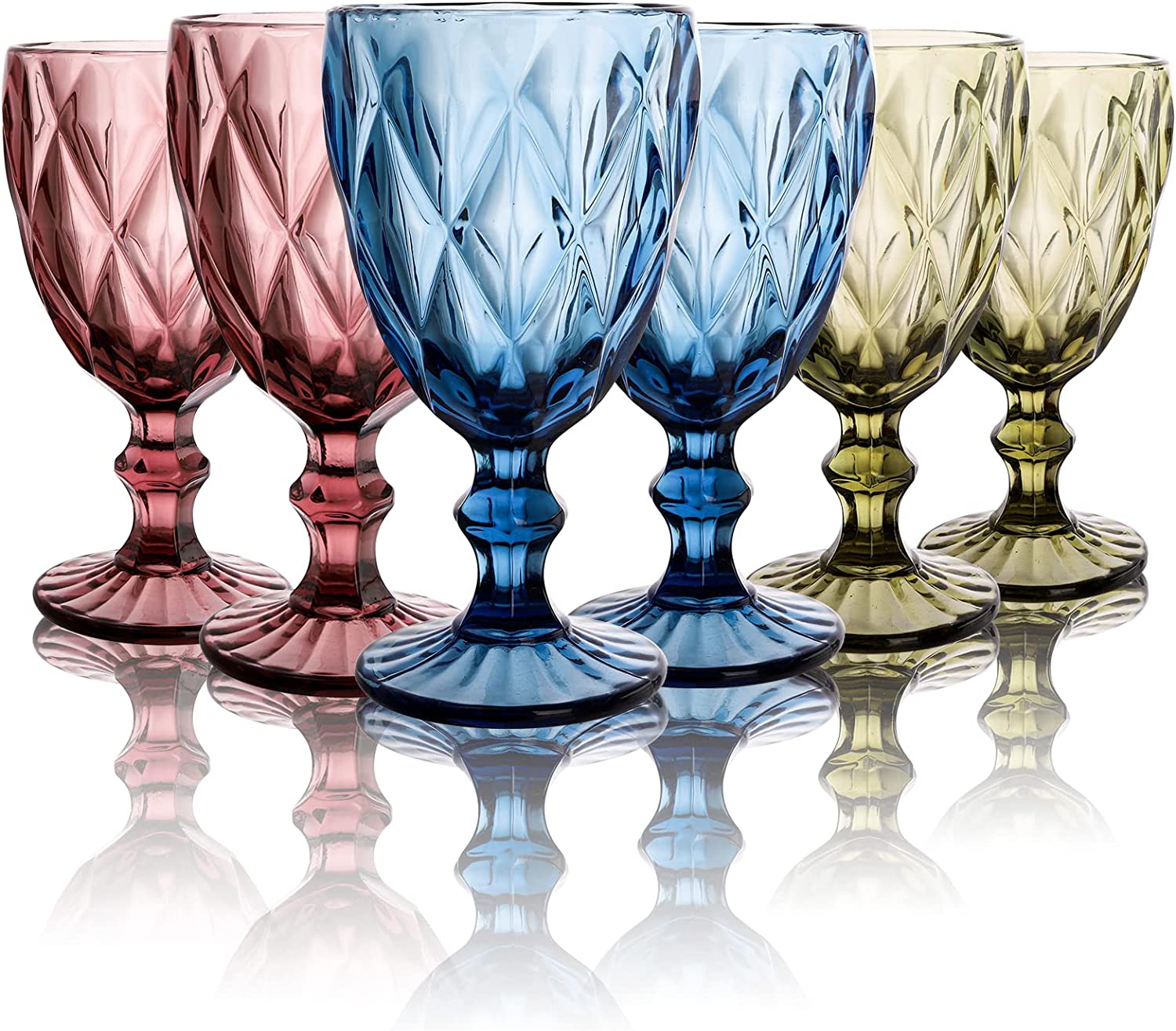 WholeHousewares Multicolor Goblet Set: Vintage Drinking Cups (6pcs