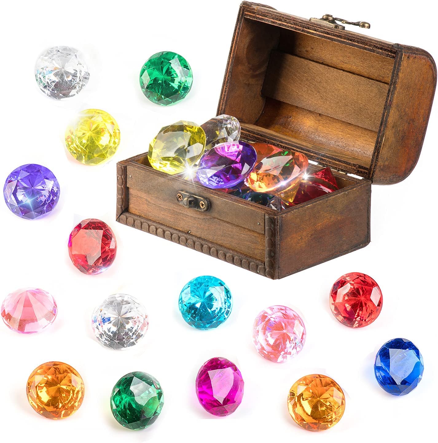 100 Pieces Toy Gems Pirate Treasure Jewels Fake Acrylic Gems Bling  Multicolor Diamonds Plastic Gemstones with a Drawstring Bag for Party Table  Decorations Pirate Party Favors - Super Gemstone