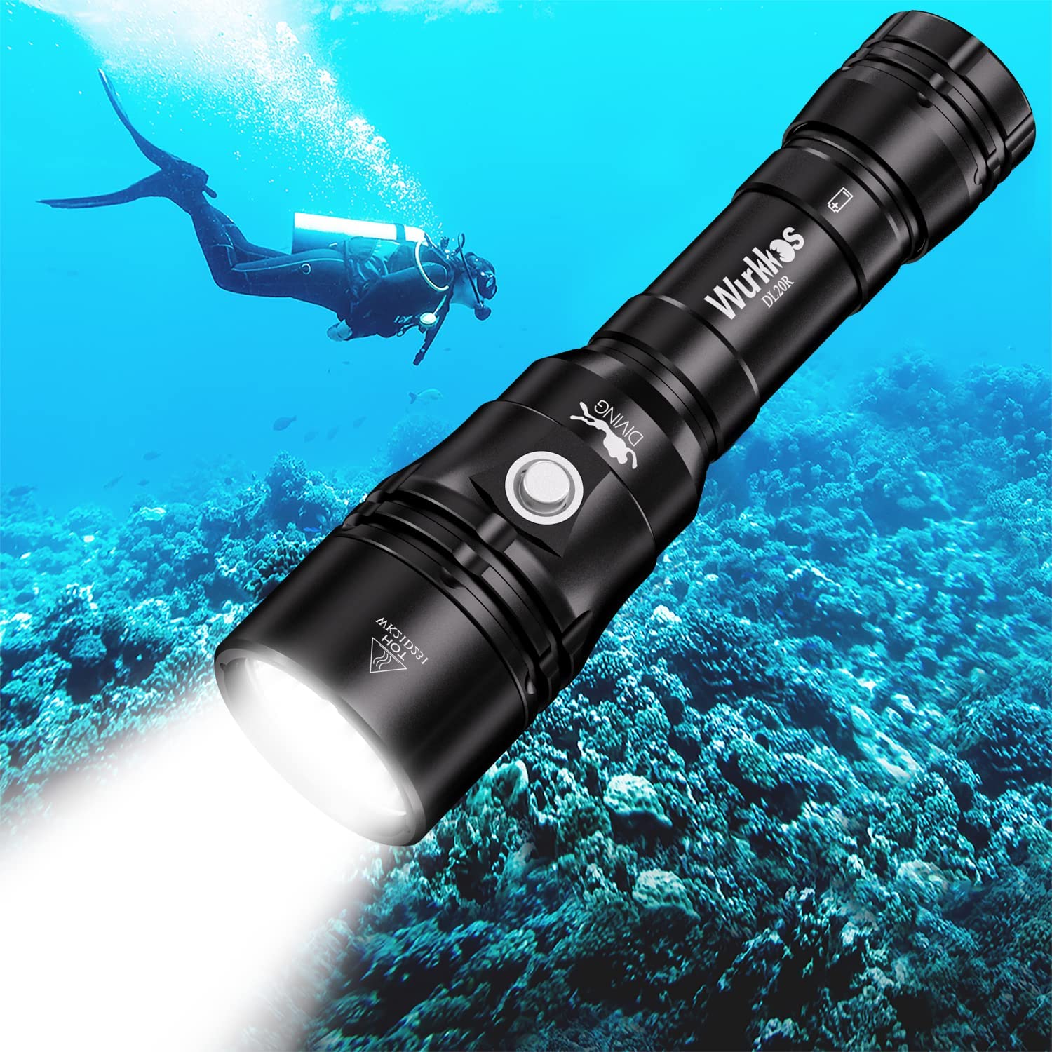 sofirn 6000 Lumen LED Scuba Diving Flashlight, Super Bright 100m Underwater  and Powerful Waterproof Torch with Magnetic Control Switch, 4 Light Modes.