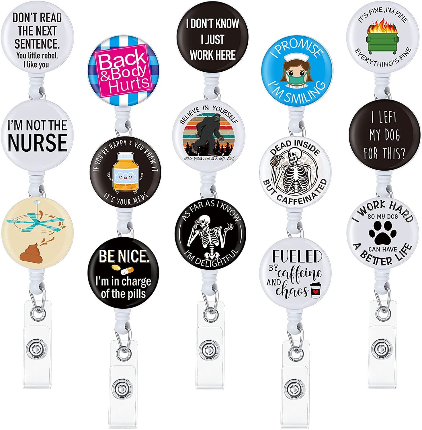 Brown Hair Medical Professional in Scrubs (RN, LPN, MD, etc) - Retractable Badge Reel with Swivel Clip and Extra-Long 34 inch Cord - Badge Holder