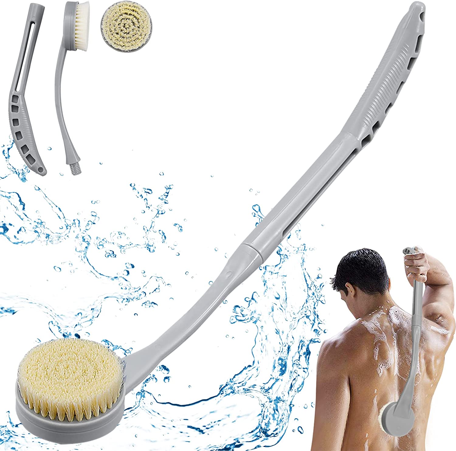 Slick- Shower Brush, Double Sided Brush, Back Scrubber, Bath Brush