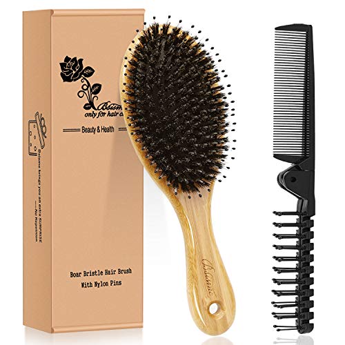 Belula Boar Bristle Hair Brush for Men Set.Styling Mens' Hair Brush with  Nylon Pins. Boar Bristle Brush, 2 x Palm Brush, Wooden Comb & Travel Bag  Included.