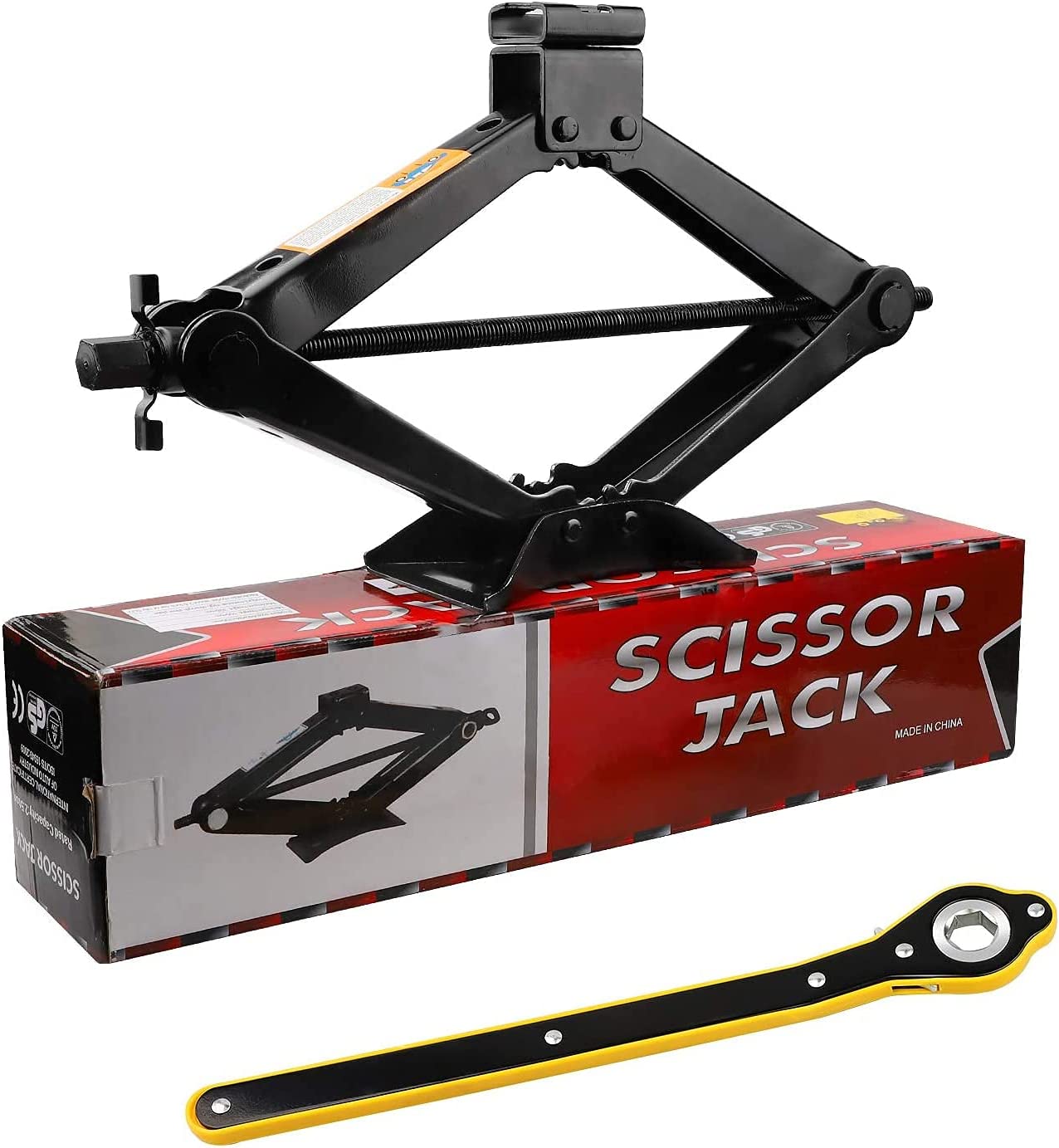 Scissor Jack for Car 3 Ton(6,613lbs), Car Jack Kit Steel Scissor Lift Jack  Car Kit with Saving Effort Ratchet Handle, Universal Car Emergency Kit for