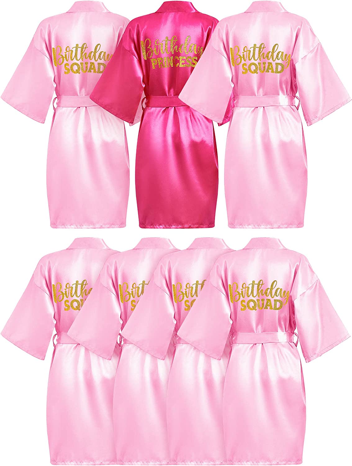 Jecery 5 Pack Squad Robes Silk Satin Spa Party Robes Flower Slumber Robes  DIY Bathrobes with Headband for Party (Pink) at  Women's Clothing  store