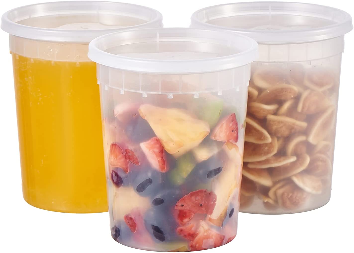 DuraHome Food Storage Containers with Lids 8oz, 16oz, 32oz Freezer Deli  Cups Combo Pack, 44 Sets BPA-Free Leakproof Round Clear Takeout Container  Meal