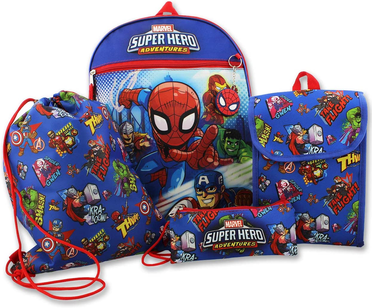 Marvel Studio Spiderman Backpack and Lunch Box Set - 16” Spiderman Backpack  for Boys 8-12 Bundle with Spiderman Lunch Box for Boys 8-12, Water Bottle