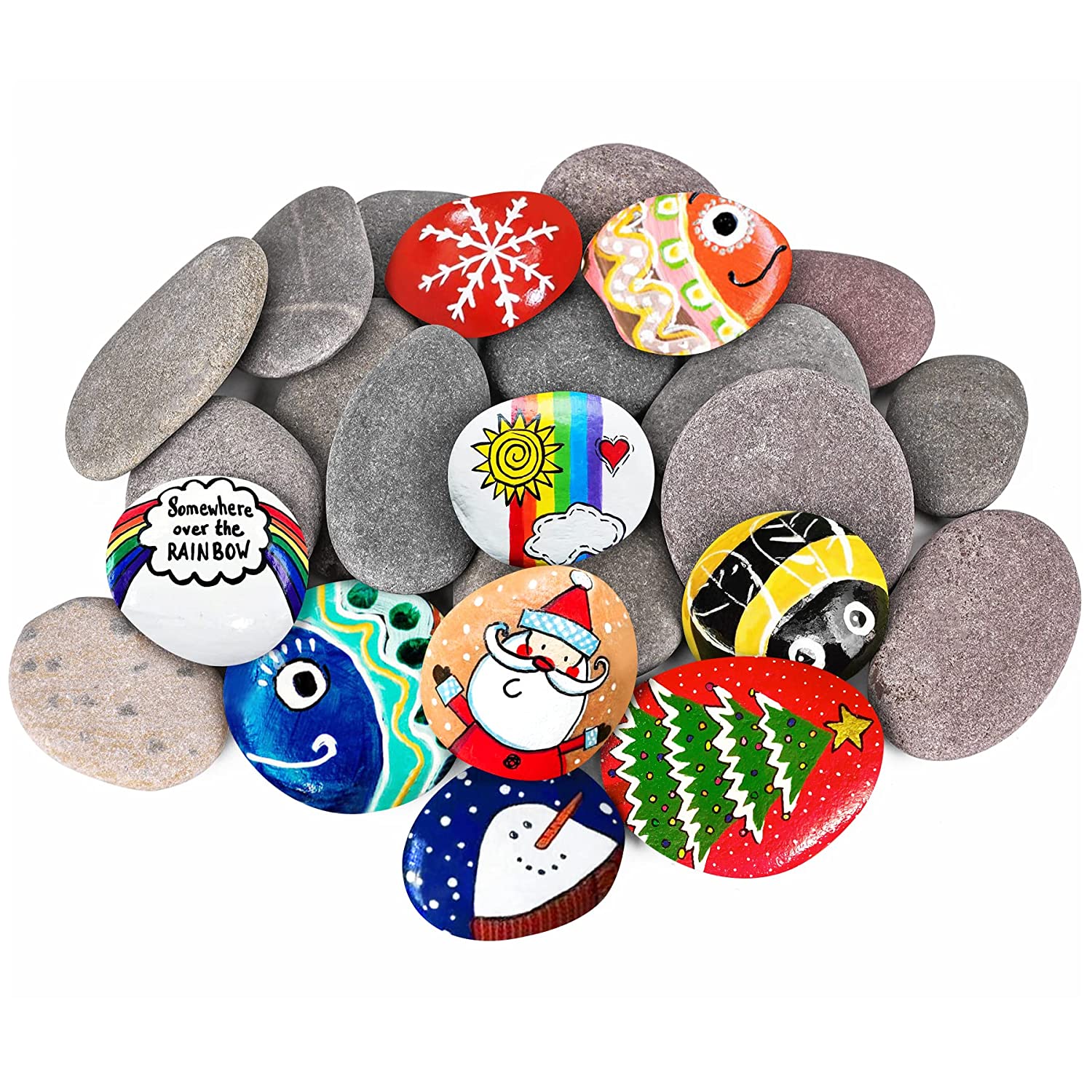 28 Pcs River Rocks for Painting 6 Pounds 2-3inches Naturally Big Rocks to  Paint Flat Craft Painting Rocks & 12Pcs Paint Brushes Kindness Stones for  Christmas DIY Gifts Art Crafts Decor