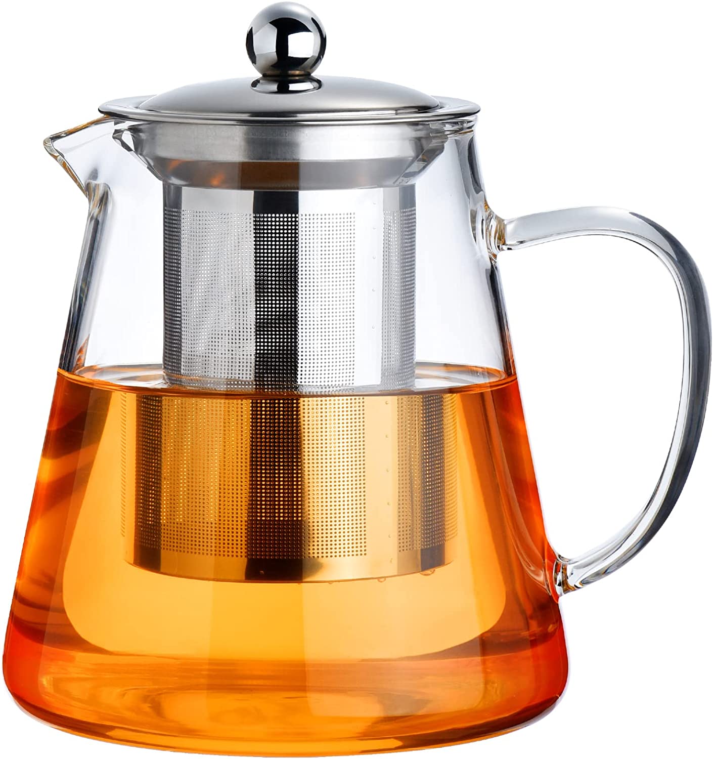 CNGLASS Glass Teapot Stovetop Safe,Clear Teapot with Removable Infuser 20.3  oz,Loose Leaf and Blooming Tea Maker