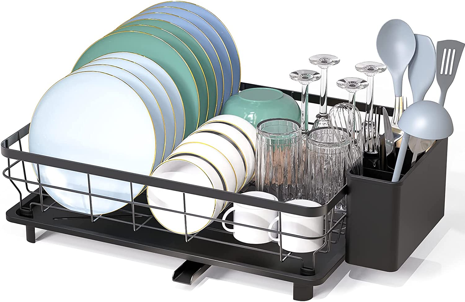 MAJALiS Red Dish Drying Rack Drainboard Set, 2 Tier Stainless Steel Dish  Racks with Drainage, Wine Glass Holder, Utensil Holder and Extra Drying  Mat
