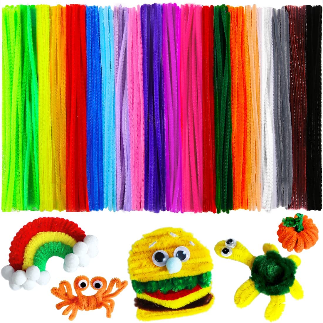 Caydo 200 Pieces Red Pipe Cleaners Chenille Stems for Kids Art Creative  Crafts DIY Decorations (6 mm x 12 Inch)