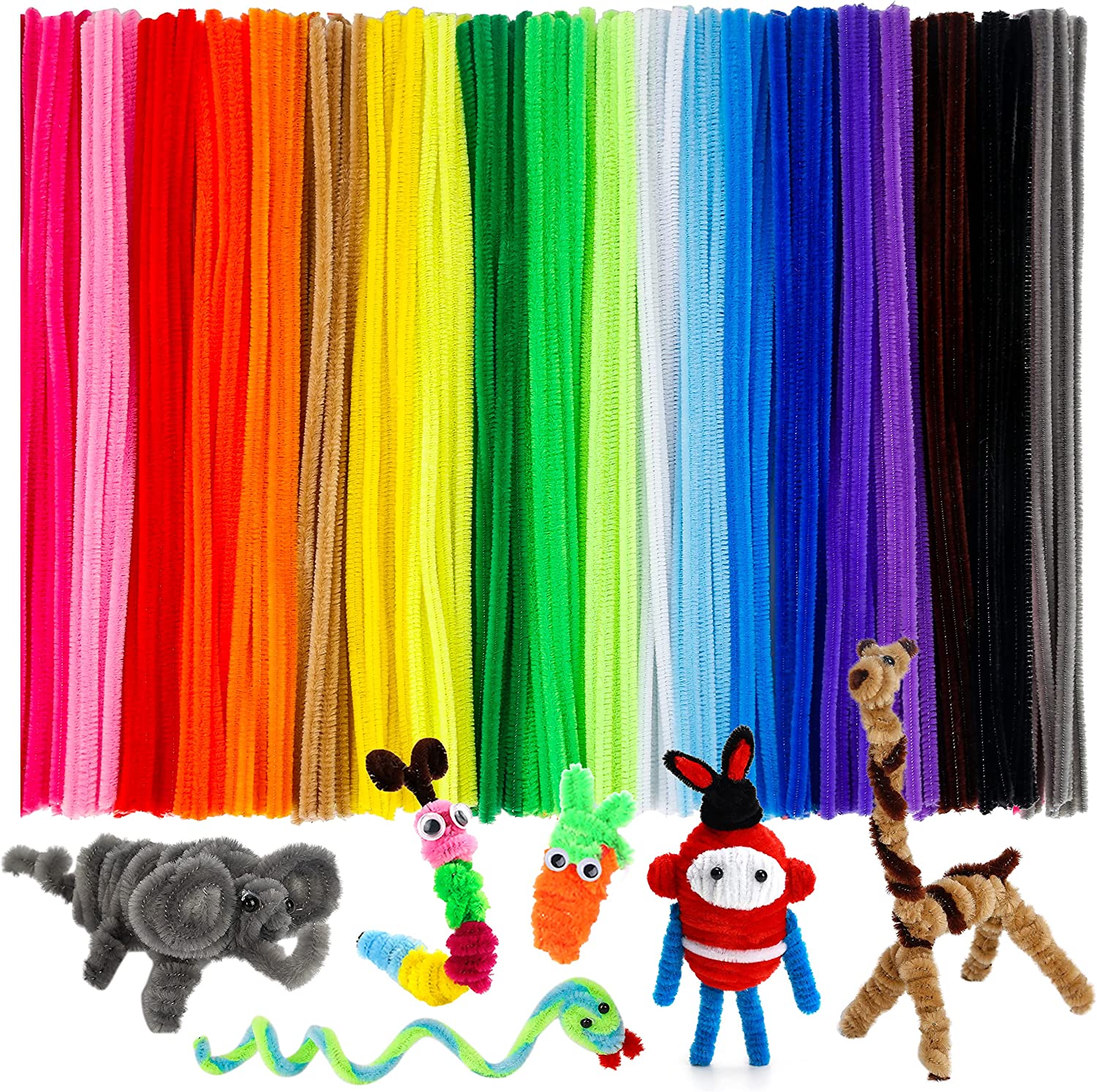 TOAOB 400pcs Pipe Cleaners Bulk 40 Assorted Colors Chenille Stems Craft  Supplies 6mm x 12 Inch Fuzzy Glitter Pipe Cleaners for DIY Art Crafts