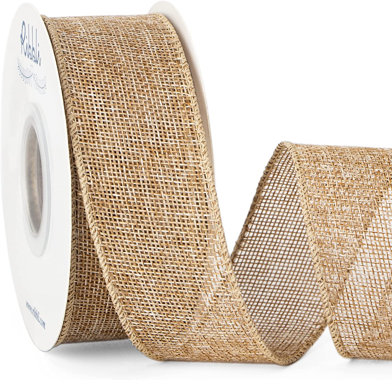 VATIN Dark Natural Burlap Wired Ribbon 1-1/2 inch X 10 Yards Fabric Craft  Ribbon for Party Decorations,Big Bow,DIY Wreath Craft, Outdoor Decoration