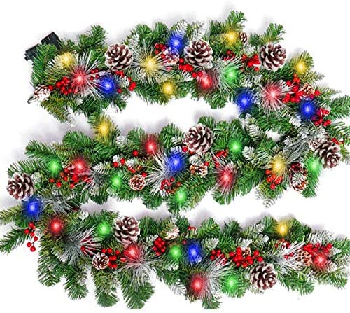 Wholesale 9 Foot Prelit Christmas Garland Color Lights Frosted Xmas