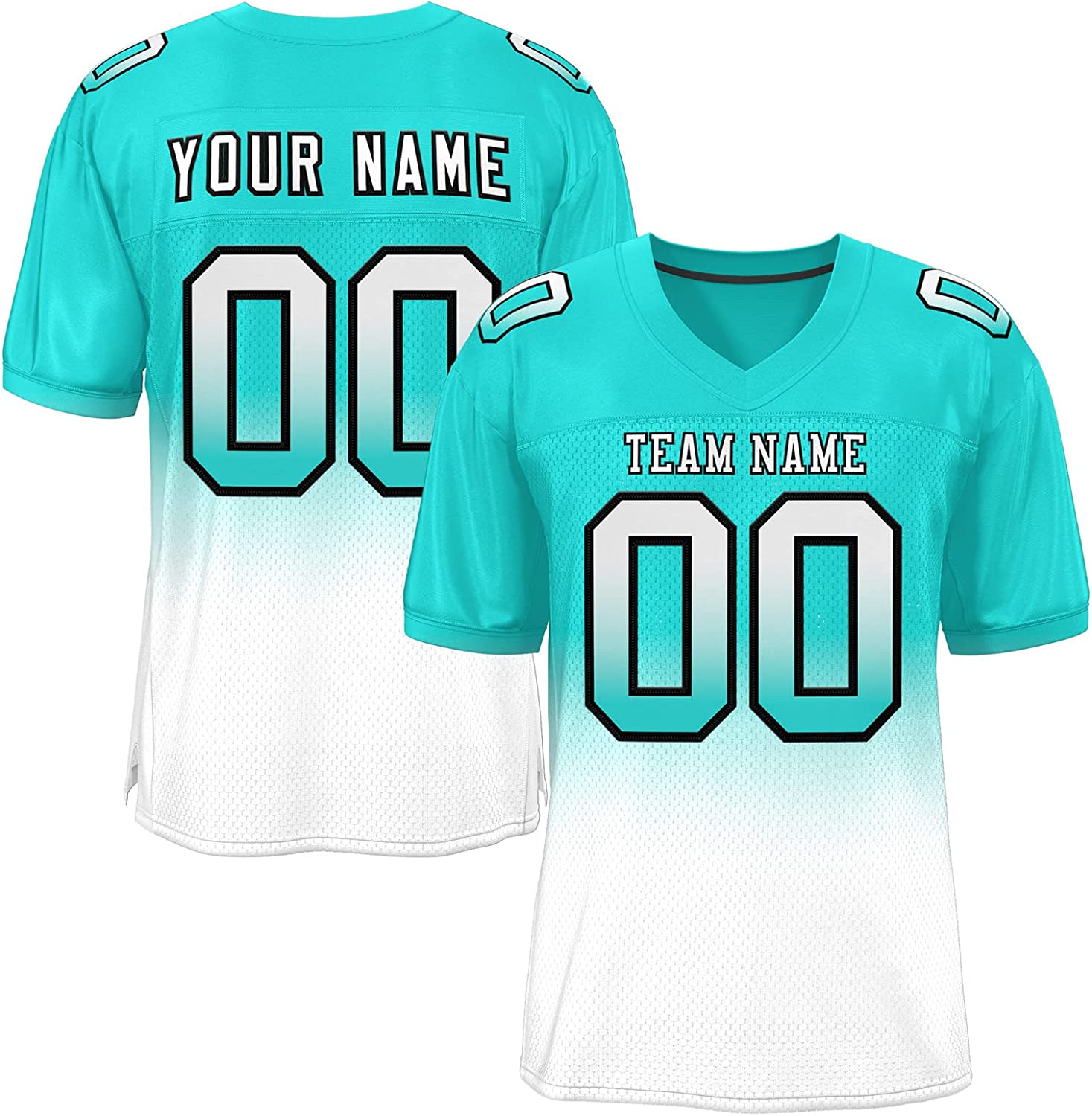 : Custom Football Gradient Jersey for Men Women Youth  Personalized Name Number Practice Sport Football Apparel Fans Gifts Aqua  Orange :