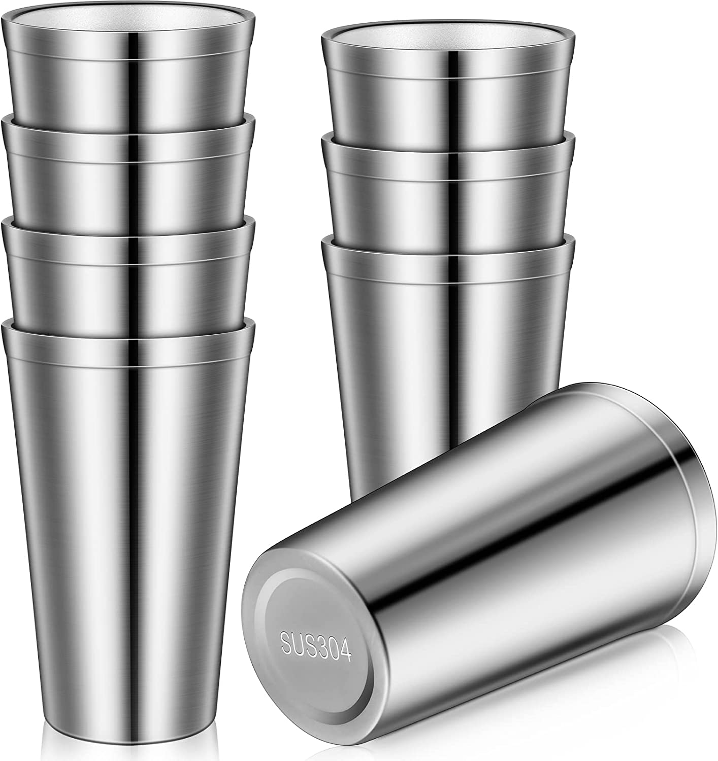 Stainless Steel Cups, Premium Metal Pint Cup Tumblers,12Oz/ 350Ml Metal  Drinking Glasses for Kids and Adults, Healthy Unbreakable and Stackable