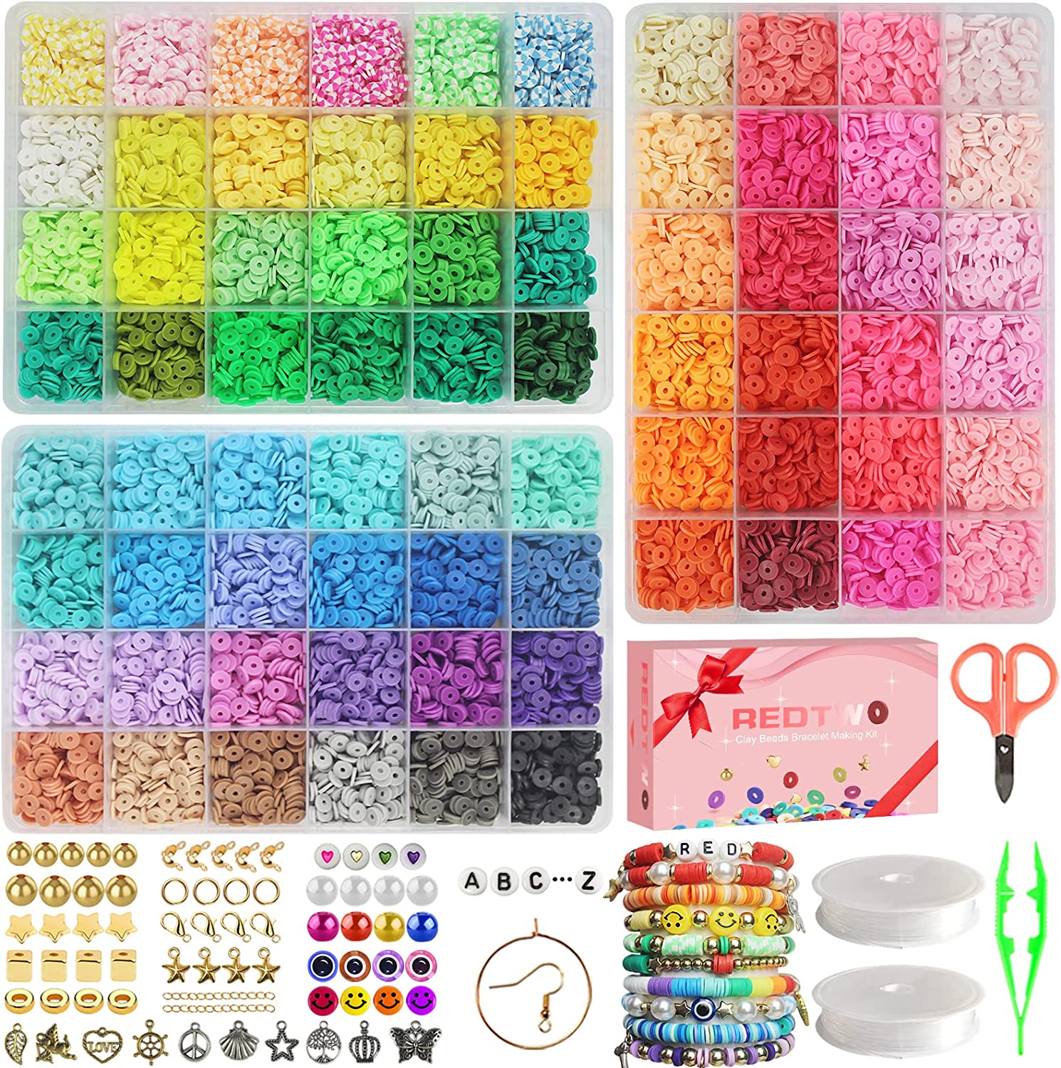  3500pcs Bracelet Making Kit, 48 Colors Pony Beads Set