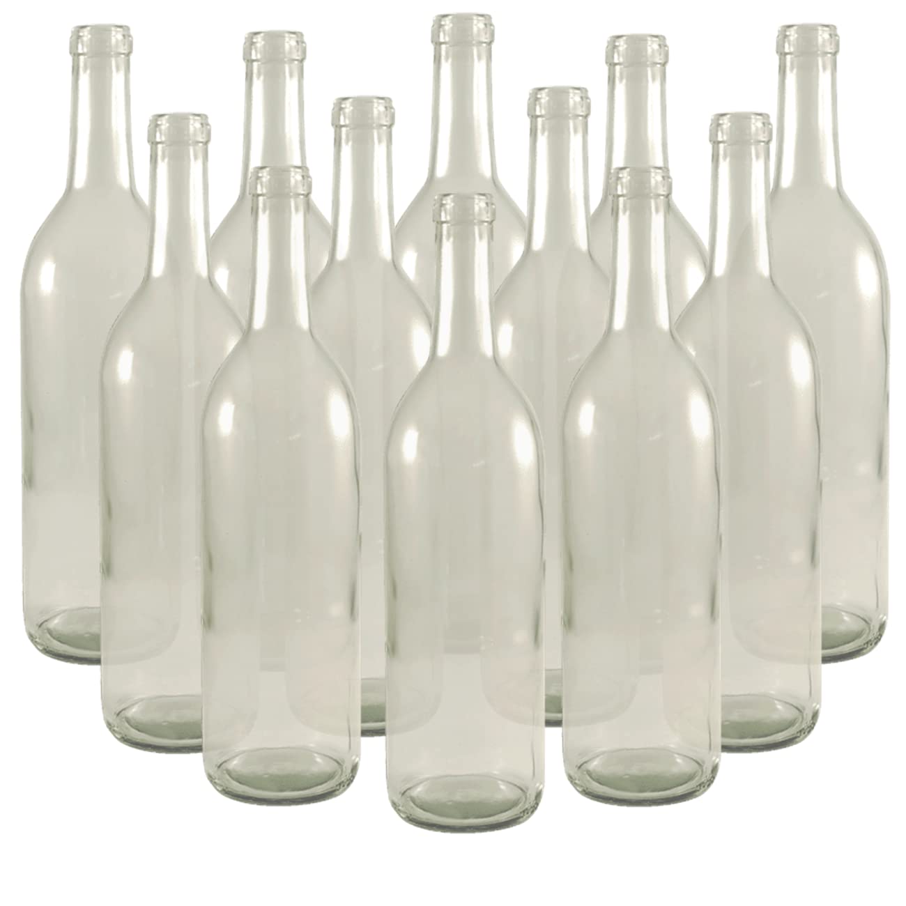 North Mountain Supply 750ml Glass Bordeaux Wine Bottles with Twist-N-Seal  Capsules - Case of 12 (Clear/Flint)
