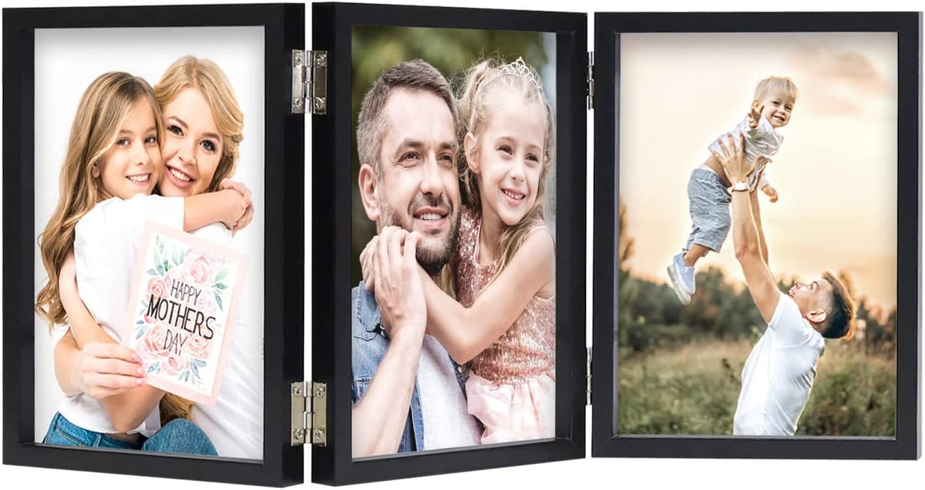 13.7x15.7 Matted Black Wood 7-Opening for 4 x 6 Collage Picture Frame