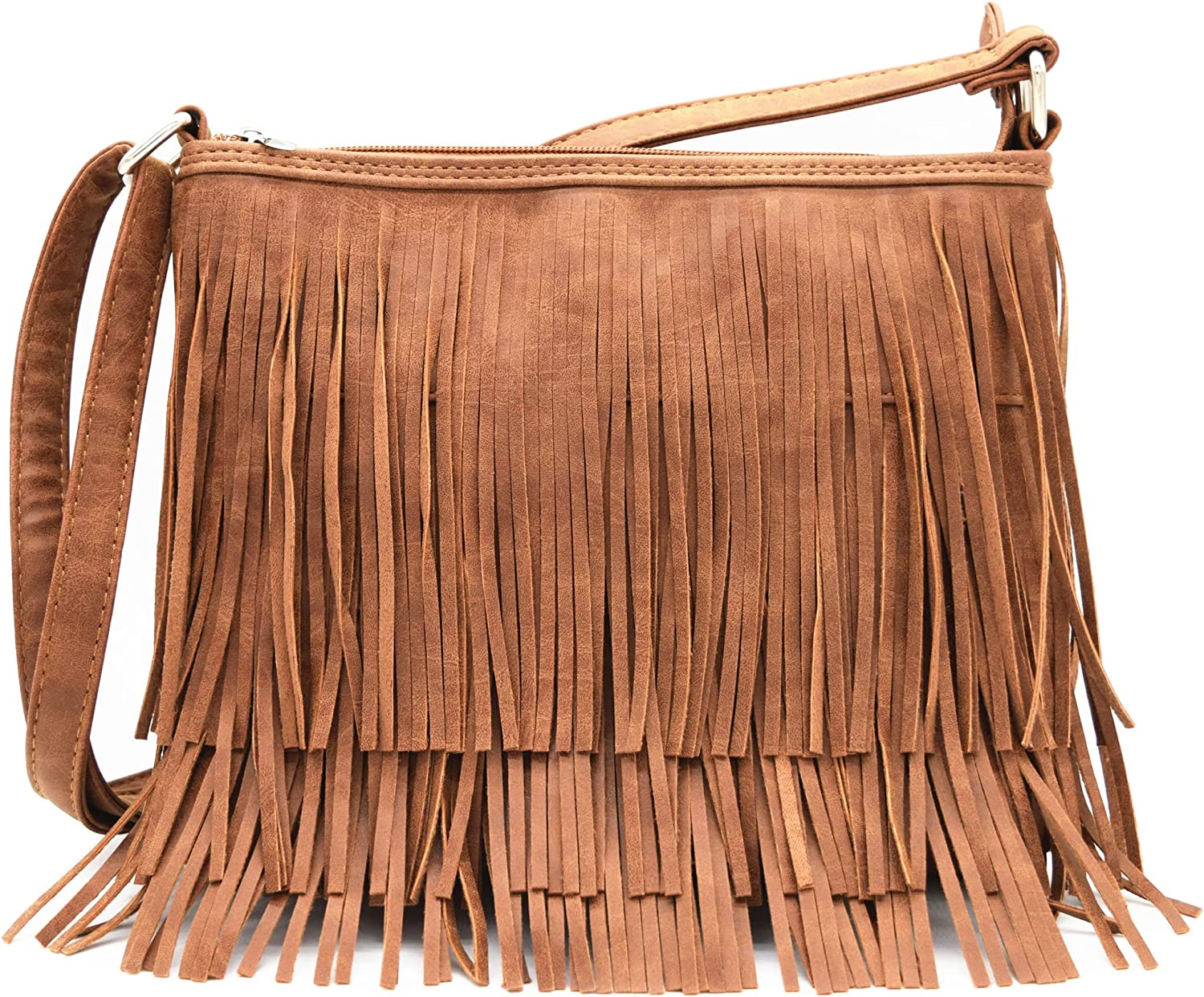 GLITZALL Boho Fringe Purse Small Crossbody Hobo Bags for Women Vegan Suede  Western Country Purse