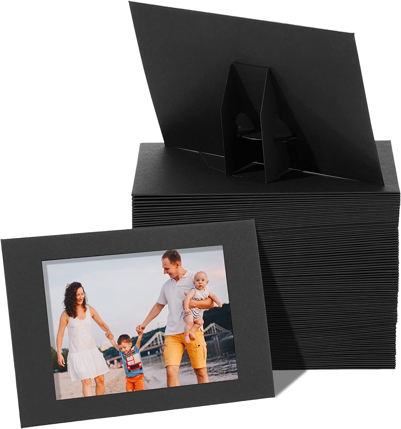 50 Pack White Paper Picture Frames for 4x6 Inserts, Cardboard Photo Easels  for DIY, Classroom Crafts