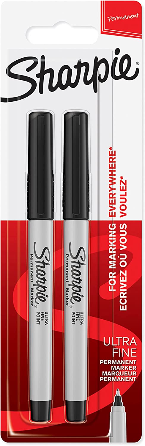 SHARPIE Retractable Permanent Markers, Ultra Fine Point, Black, 2 Count