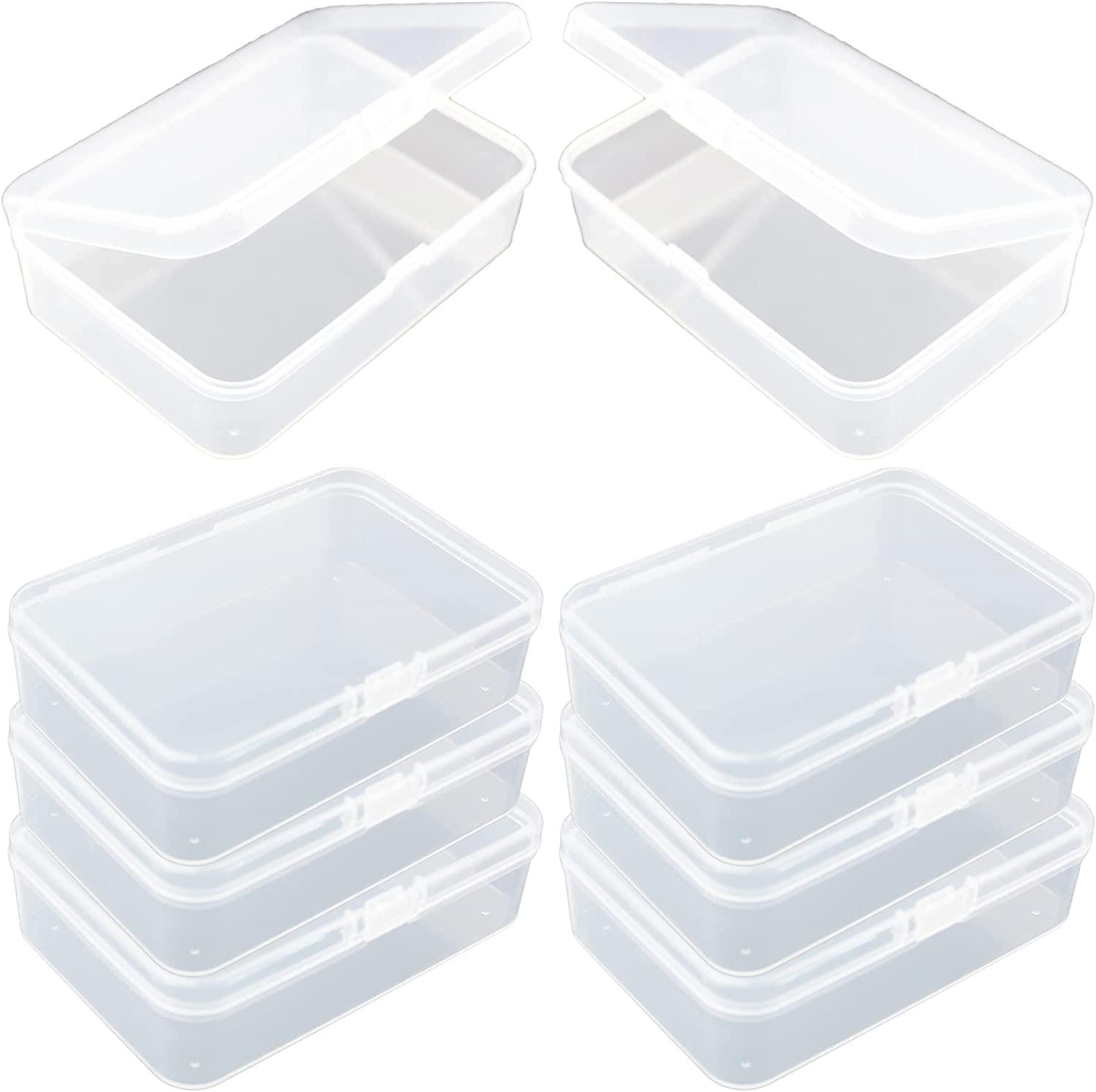 30 Pcs Small Plastic Storage Containers with Hinged Lids - Clear Bead