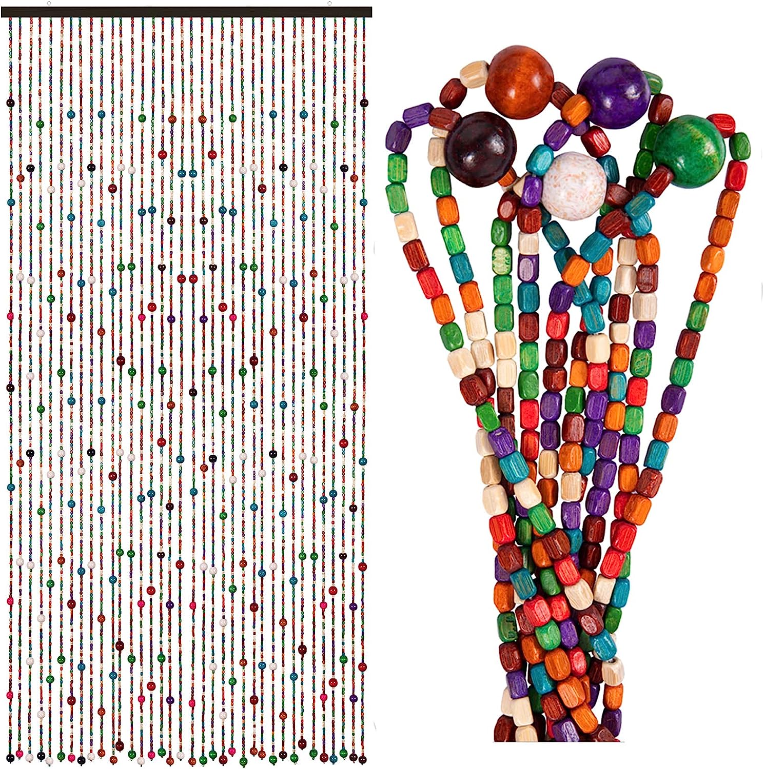 TACHILC Dream Catcher Bamboo Bead Curtain, Doorway Hanging Beads, Bamboo Door Beads 35.5 Inches x 78 Inches, 90 Strands