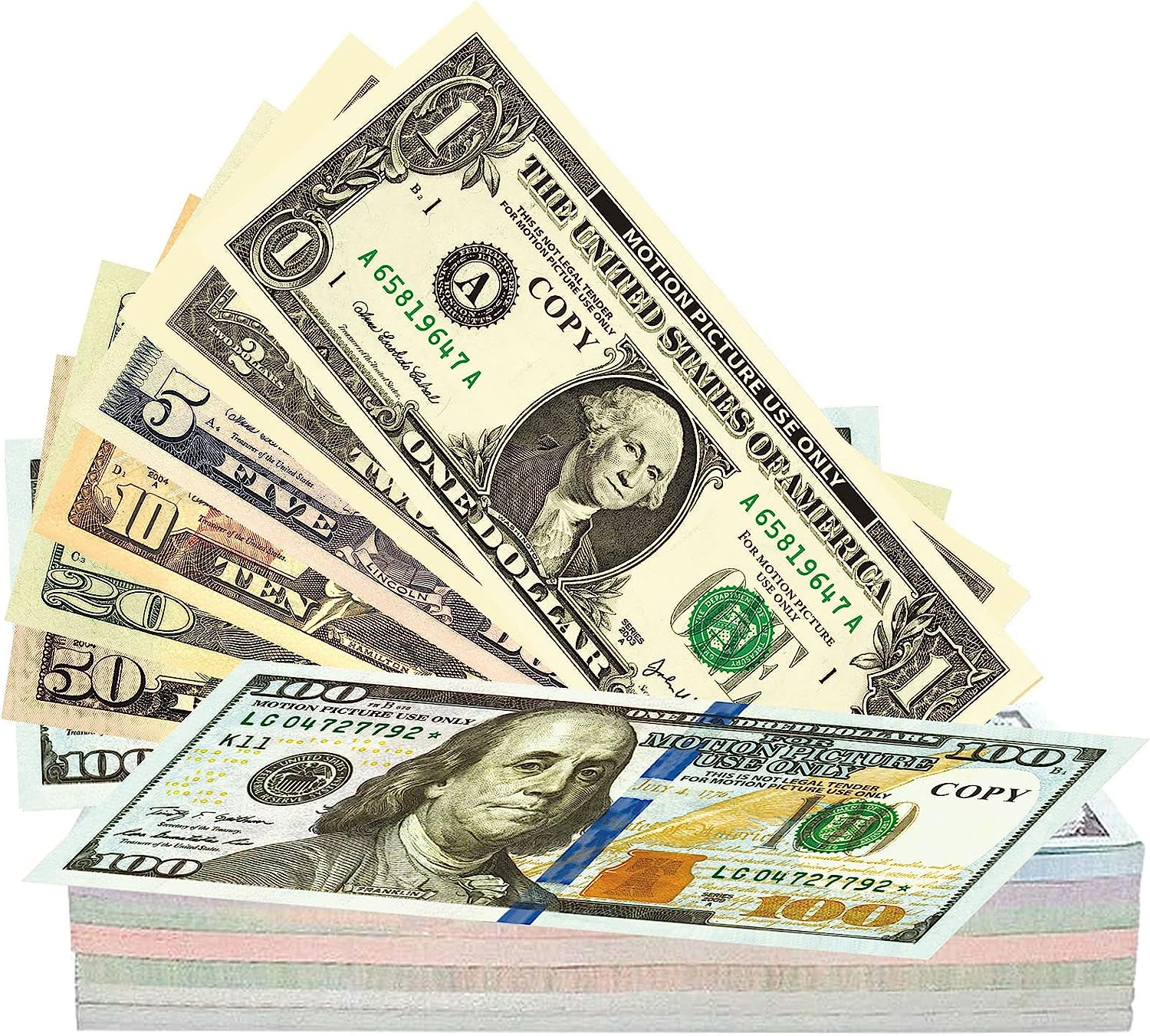 Learning Advantage One Dollar Play Bills - Set of 100 $1 Paper Bills