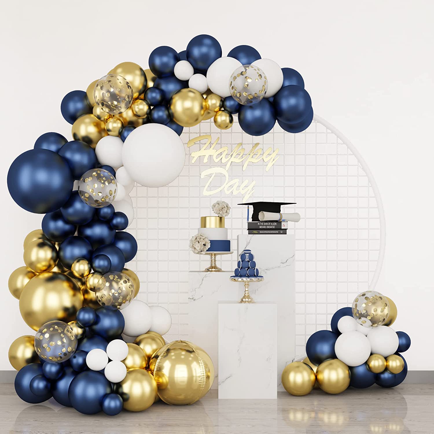 Navy Blue White Silver Party Decorations,23pcs Kit Graduation 2023