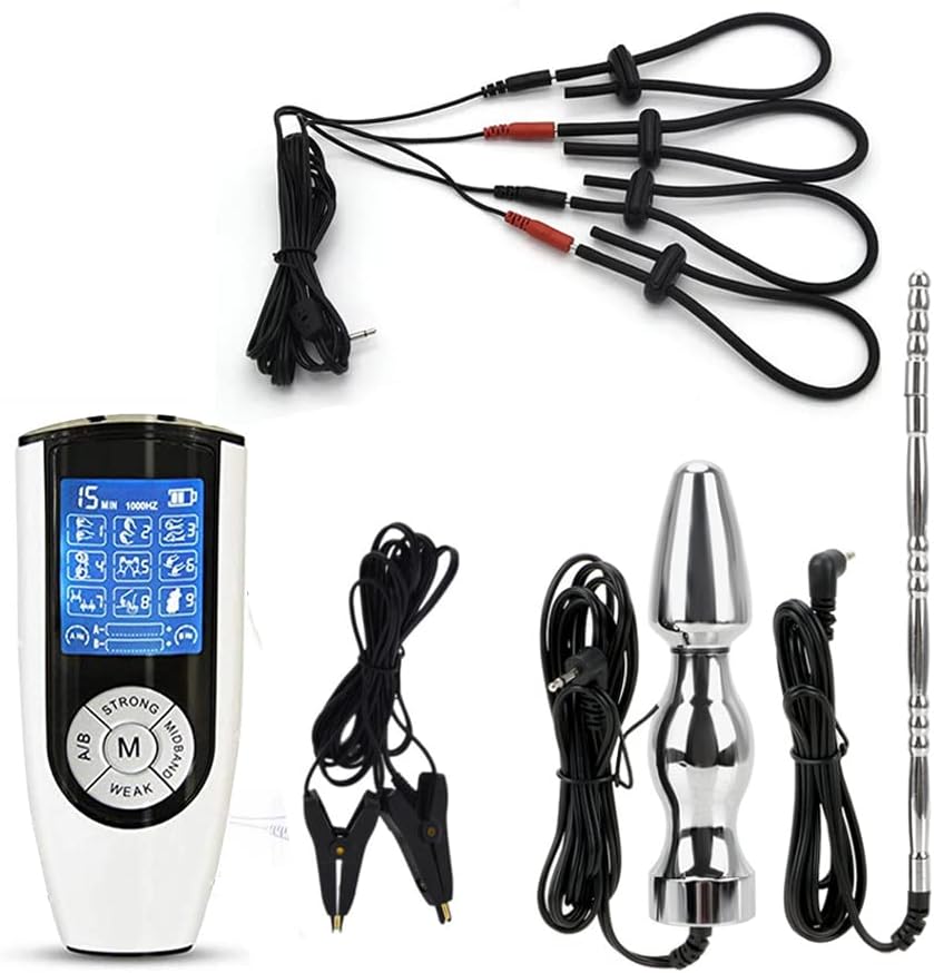 Electric Pulse Stimulation Set with Estim Urethral Sounds Dilators Penis  Ring Testicular Cage Electro Sex Estim Stimulation Torture SM Sex Toys for