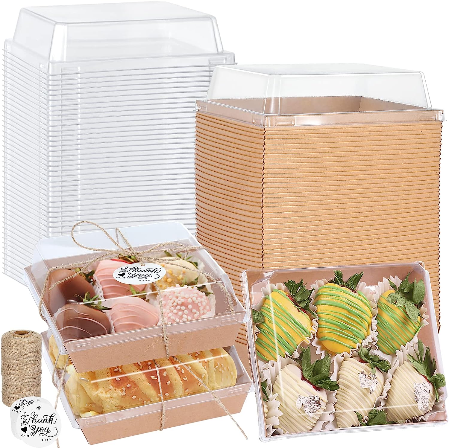 Kootek 50 Pack Charcuterie Boxes with Clear Lids, 5.7 Inches Disposabl