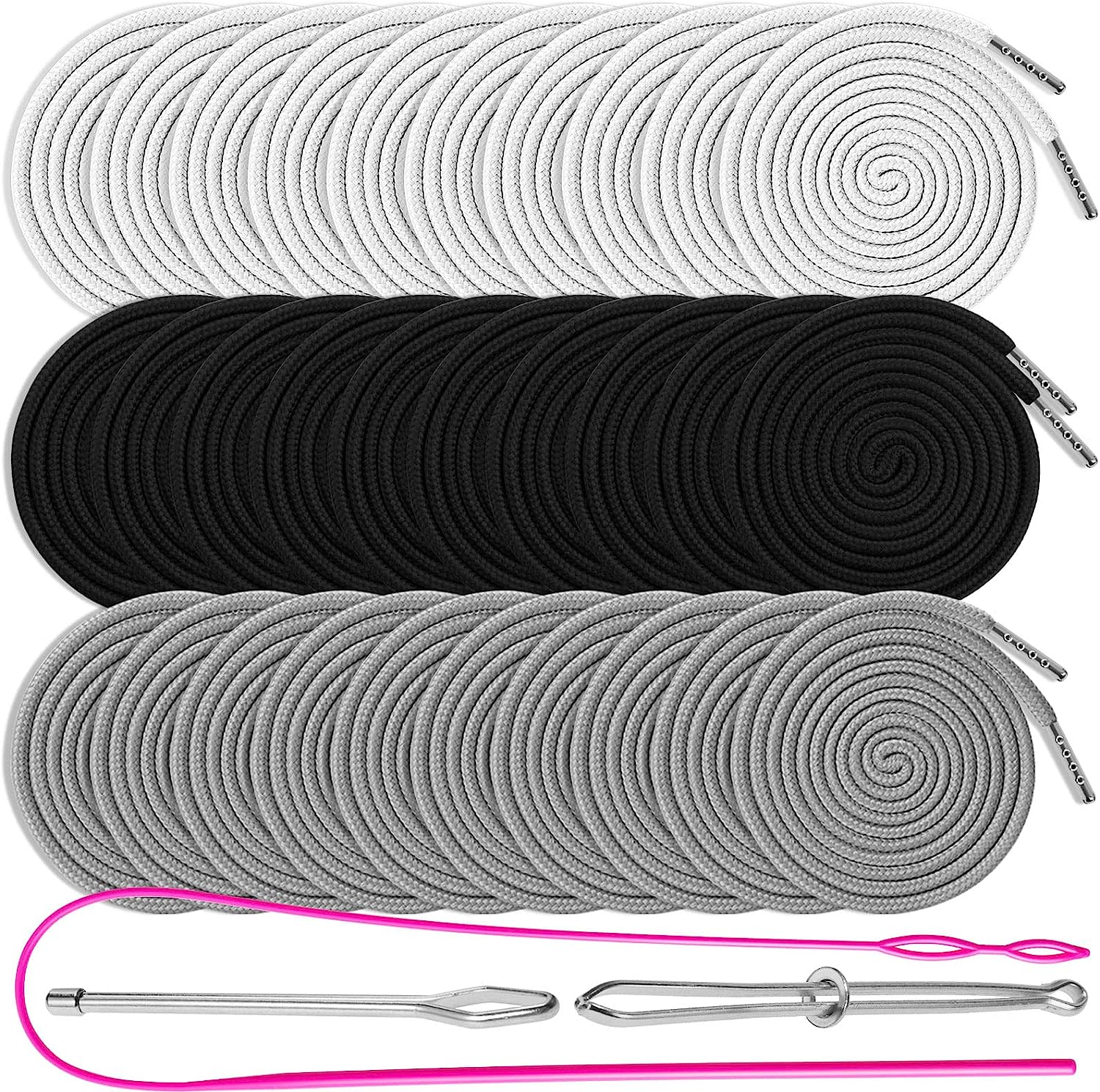 Wholesale SUPERFINDINGS 12Pcs Polyester Replacement Drawstring Cords  Assorted Hoodie String Replacement with 2 Styles Threader Tools Draw String  Rope for Sweatpants 