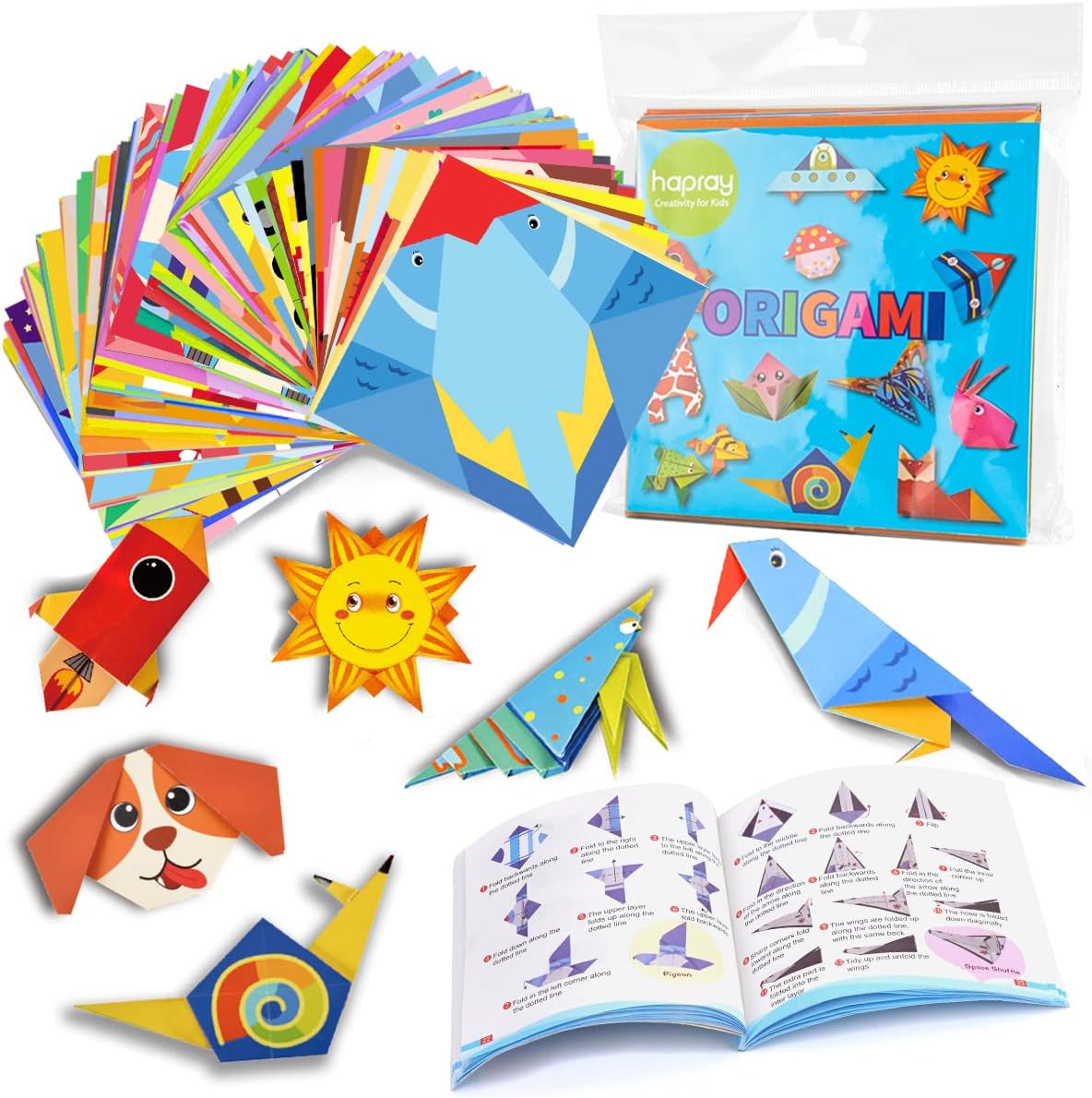 hapray Origami Kit for Kids Ages 5-8 8-12, with Guiding Book, 98 Sheets  Paper with 47 Patterns, DIY Art and Craft Projects, Begi