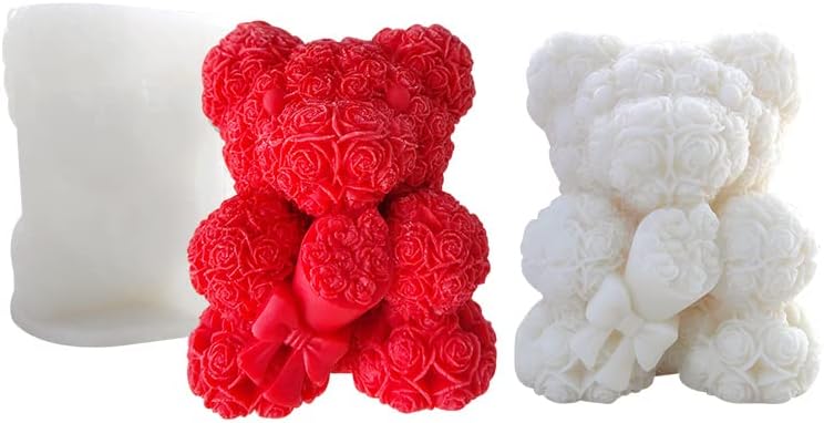 Whaline 2Pcs 3D Teddy Bear Ice Silicone Molds Ice Cube Trays Mold Silicone  Animal Mold Soap