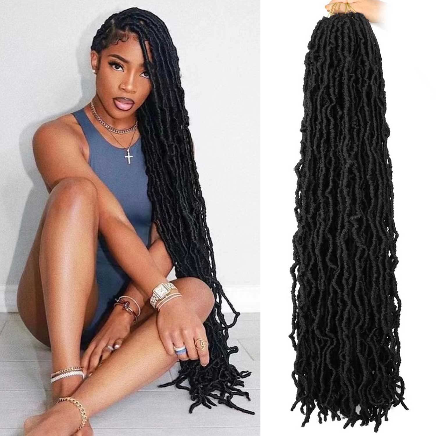 ZRQ 24 Inch Butterfly Crochet Hair 6 Packs Long Faux Locs Crochet Braids  Hair for Black Women