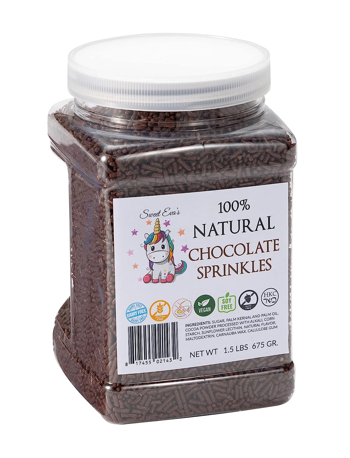 100% NATURAL Chocolate Sprinkles Jimmies - No Artificial Dyes - Gluten  Free, Vegan, Lactose Free, Bulk- 1.6 Pounds