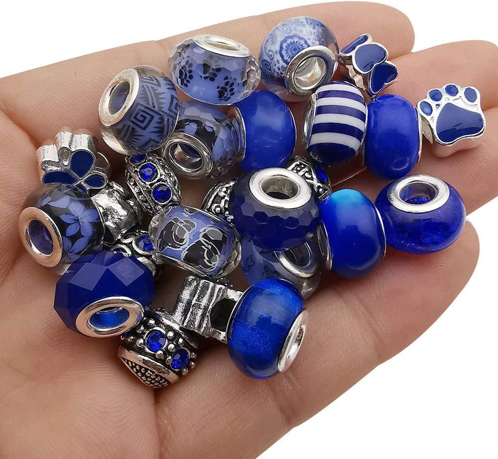 TOAOB 50pcs Assorted European Craft Beads Glass Large Hole Spacer