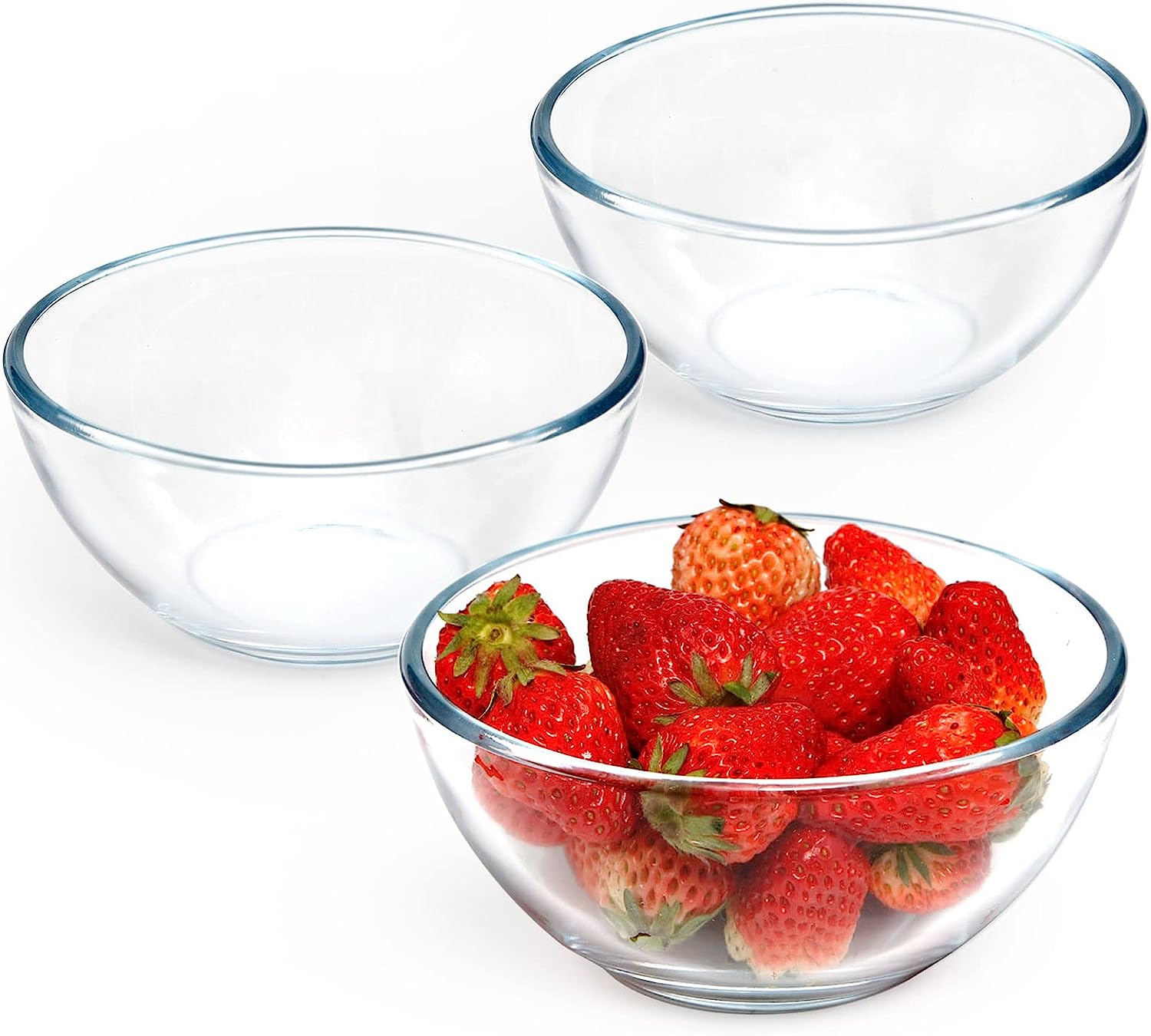 Glass Mixing Bowl with Lids Set of 4, 1, 1.5, 2.5, 3.7QT, Large Salad Bowls  with
