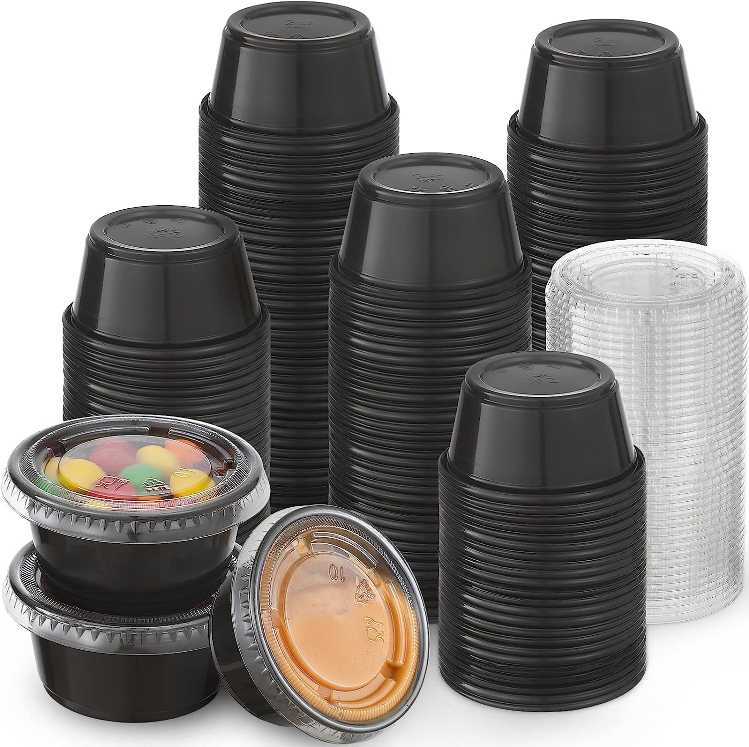 RIKICACA 4oz Containers with Lids 200 Pack Small Plastic