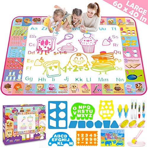 Betheaces Aqua Magic Doodle Mat 40 x 28 Inches Extra Large Water Drawing  Mat Educational Toddler Toys Gifts Painting Coloring Mat for Age 2 3 4 5 6  7