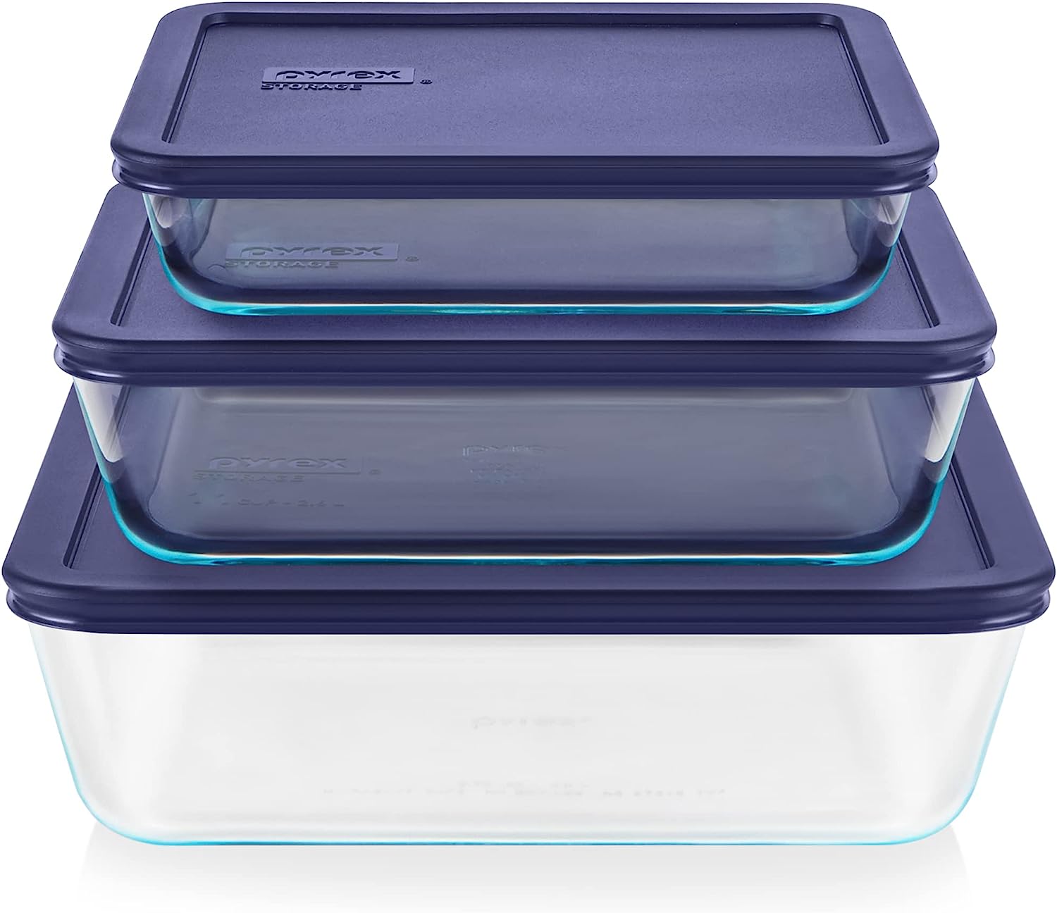 Moss & Stone Extra Large Glass Food Storage Containers Set of 3, 101 Oz/ 54  Oz/ 16 Oz Deep Rectangular Glass Food Container with Lid, Leak Proof