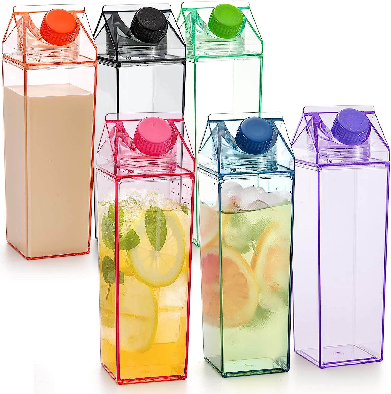 3 Pcs 34 oz Milk Carton Water Bottle Clear Square Milk Bottles Plastic  Coffee Milk Carton Bottle Portable Reusable Milk Carton Cup Leakproof Carton  Shaped Juice Bottle for Outdoor Sports Camping Gym