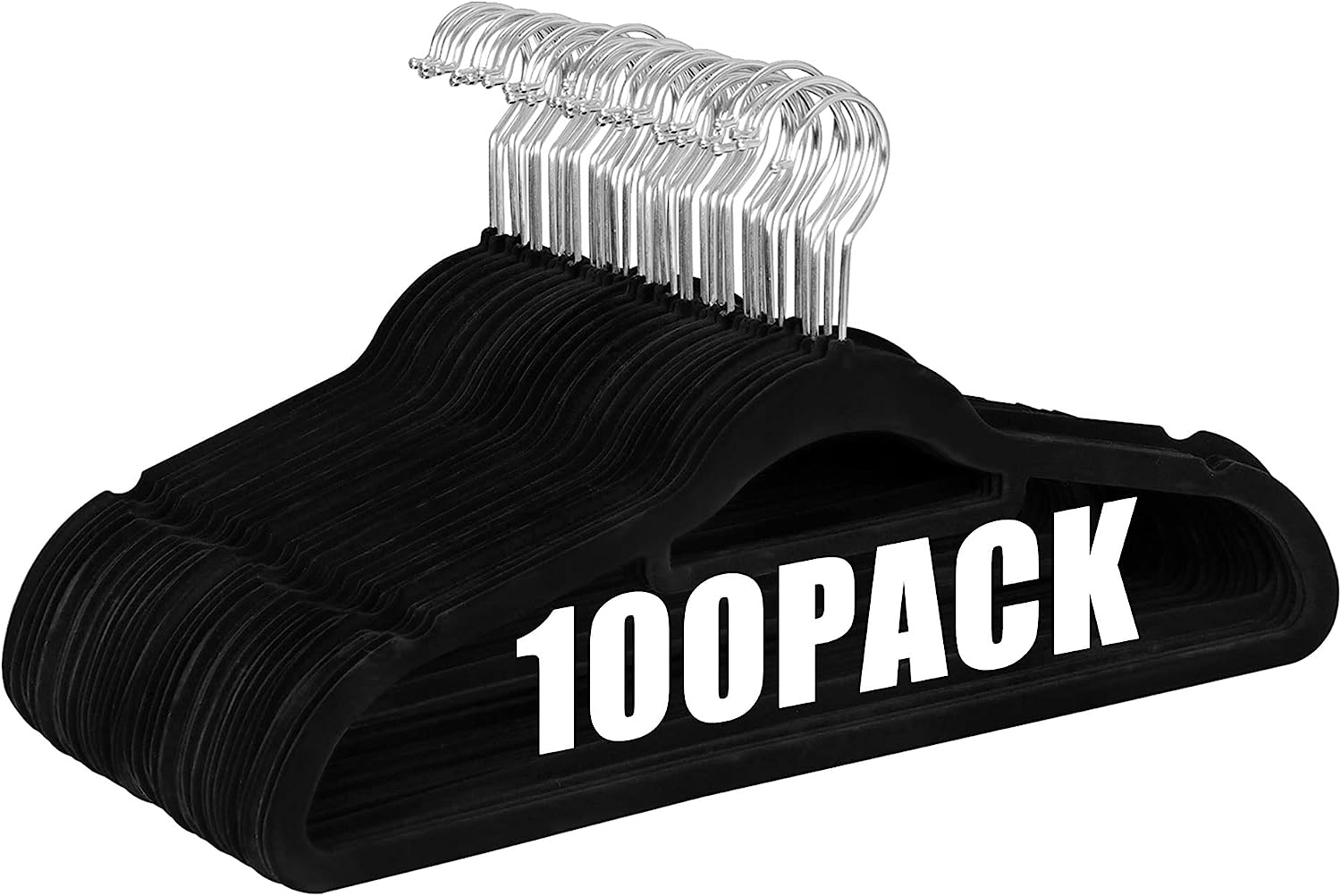 White 100 Pack, Plastic Notched Space Saving Tubular Standard Size Adult  Clothing Non-Slip Hangers Ideal for Everyday Use Dress, Pants and Coats etc  