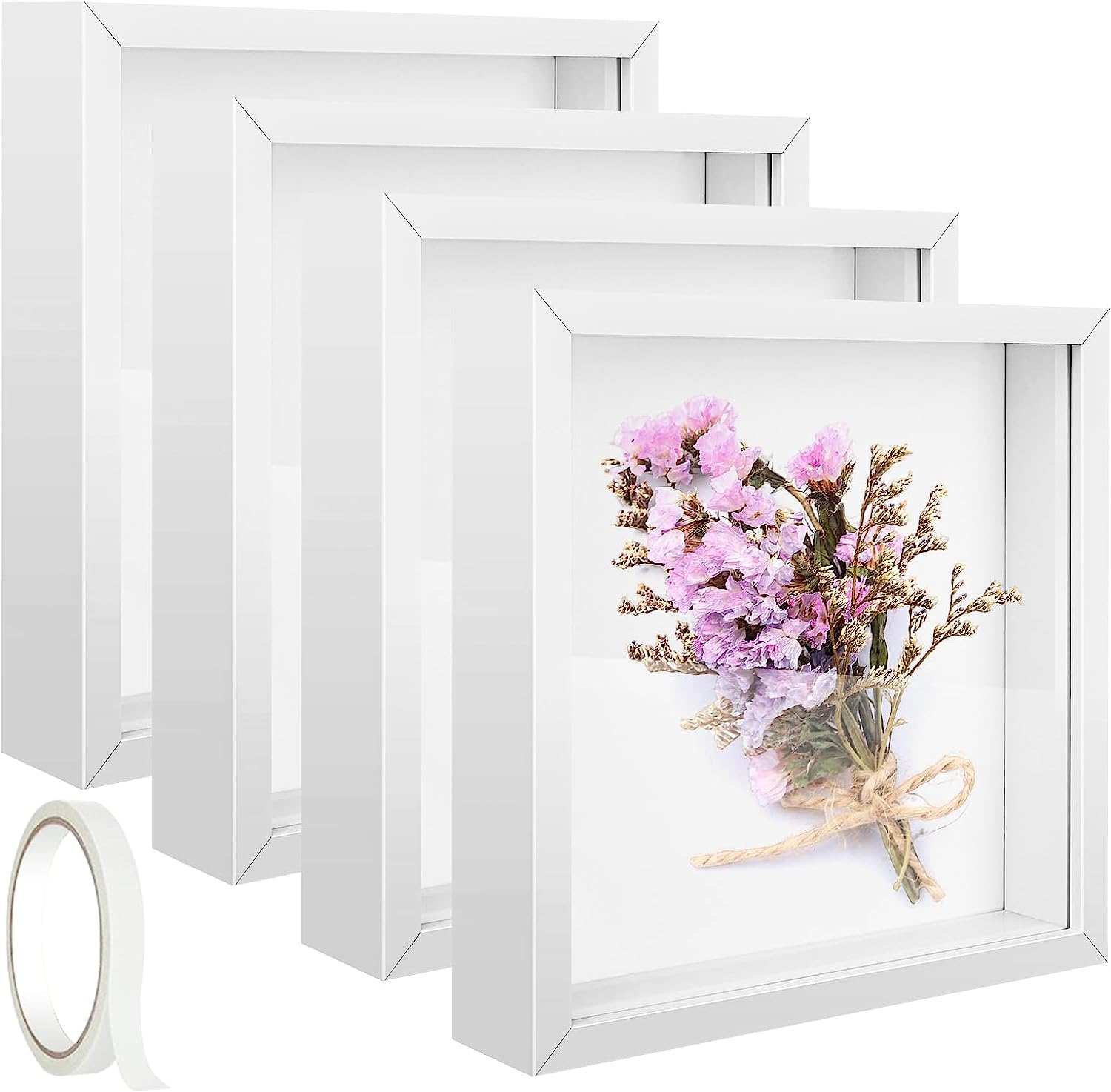 Tasse Verre 8x8 Black Display Shadow Box (2-Pack) Frame w/ Linen  Background and 16