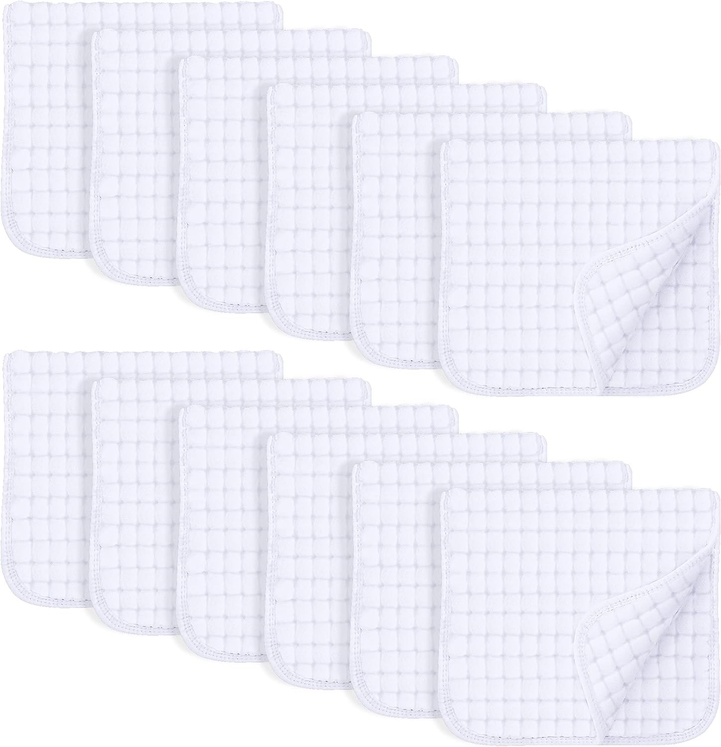 CottCare Muslin Burp Cloths for Baby 100% Cotton Large 20''x10'' 6 Layers Thicken Super Soft and Absorbent (6 Pack,White)